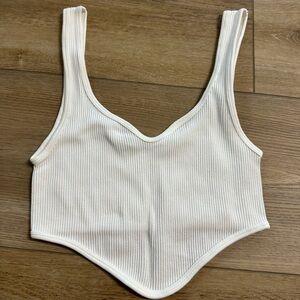 Zara White Ribbed Crop Top